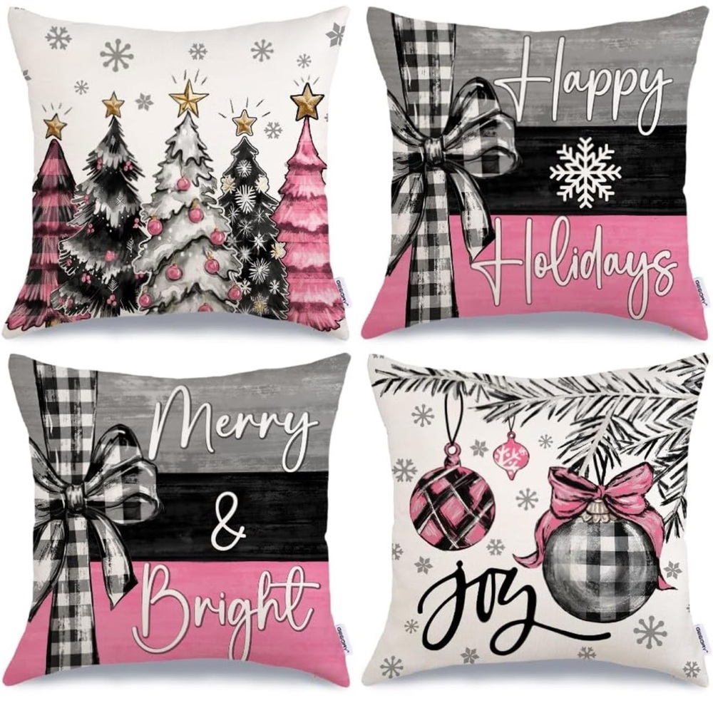 Festive Holiday Throw Pillow Covers Set - Pink, Black, & White
Super Cute
NEW 💕🩷